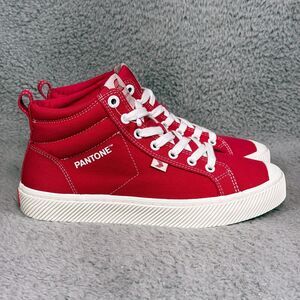 Cariuma Pantone Viva Magenta Womens Size 8 High Top Sneakers Shoes Red Canvas